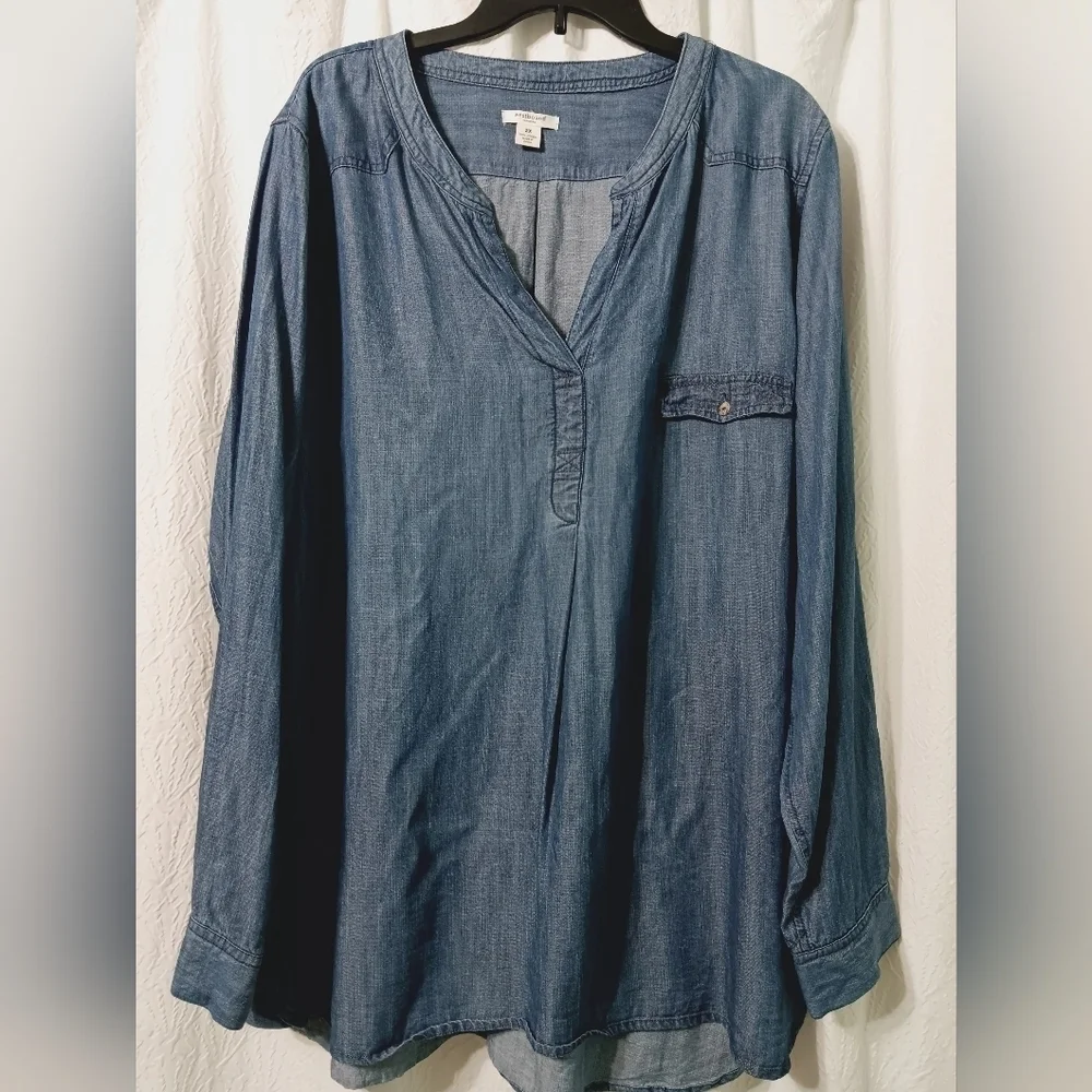 Westbound long-sleeved button-down relaxed fit top Size 2X